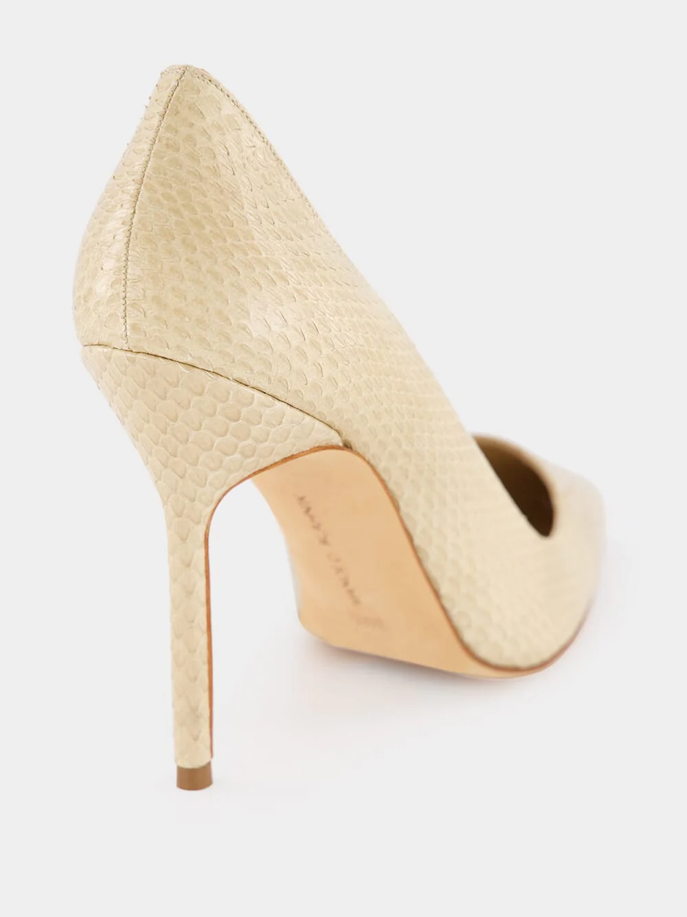 Beige Snakeskin-Effect Pointed Toe 105mm Pumps - Image 7