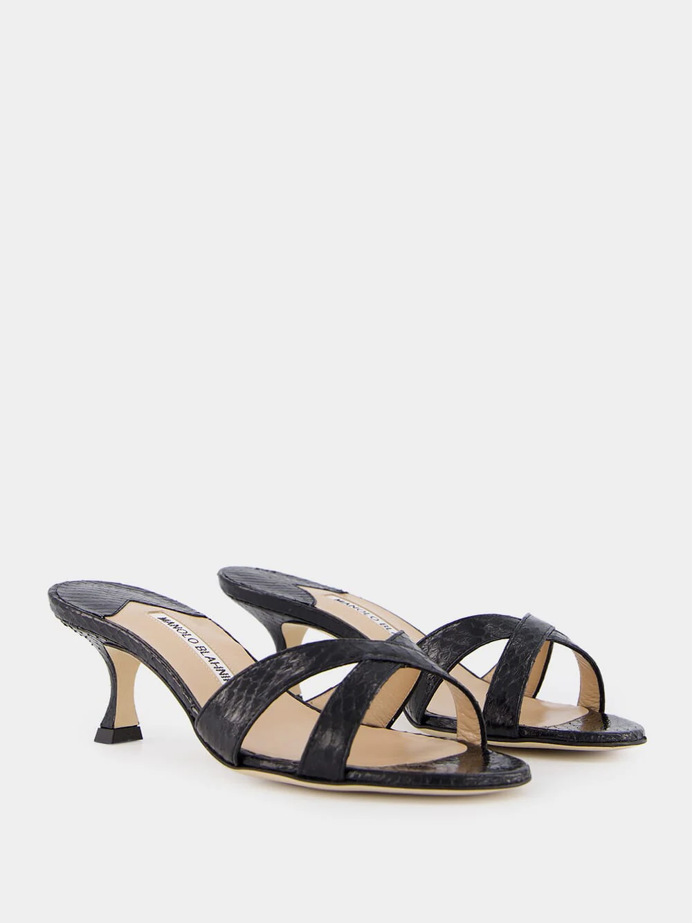Black Patent Leather Open Toe 50mm Mules - Image 3