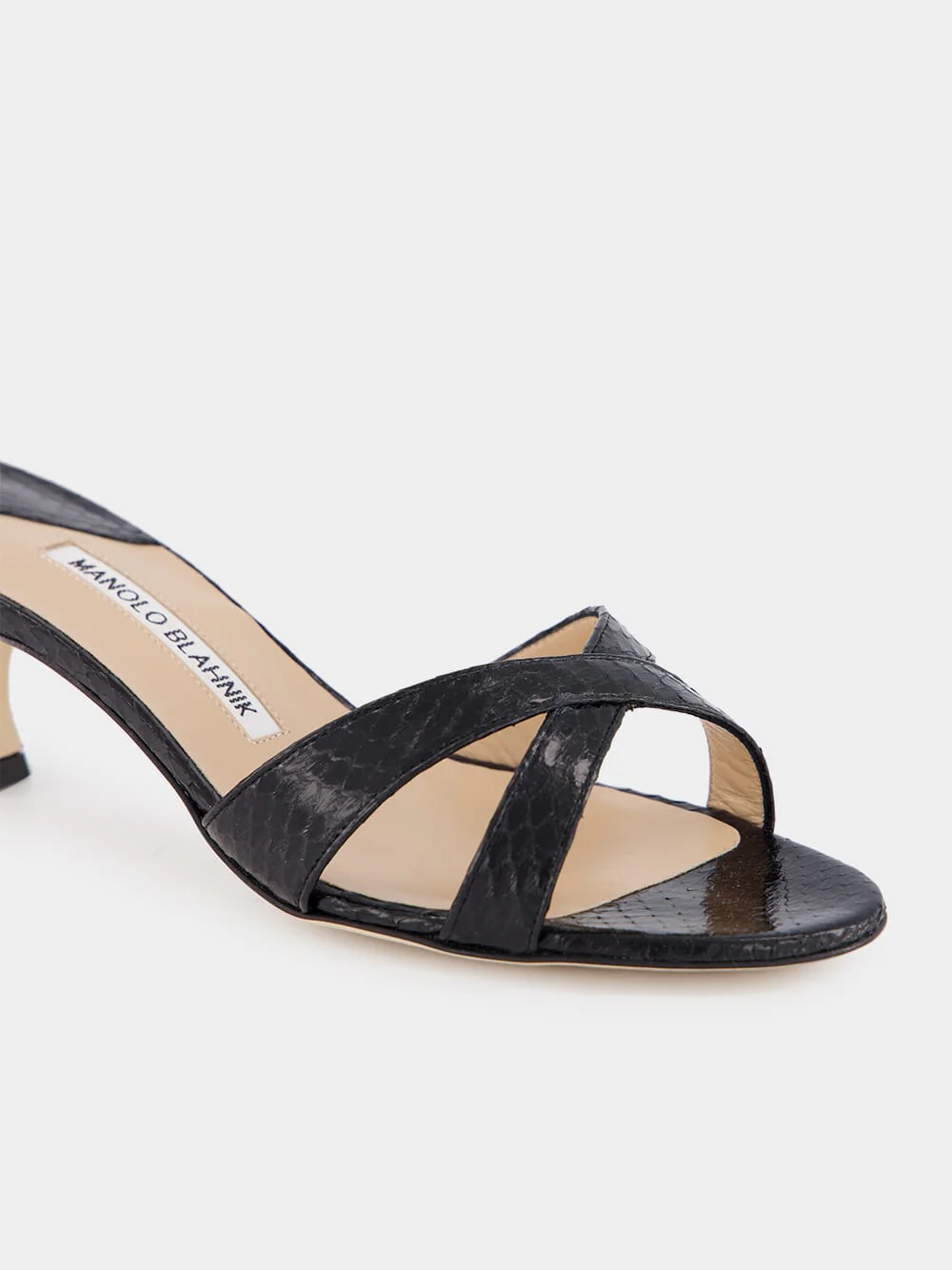 Black Patent Leather Open Toe 50mm Mules - Image 6