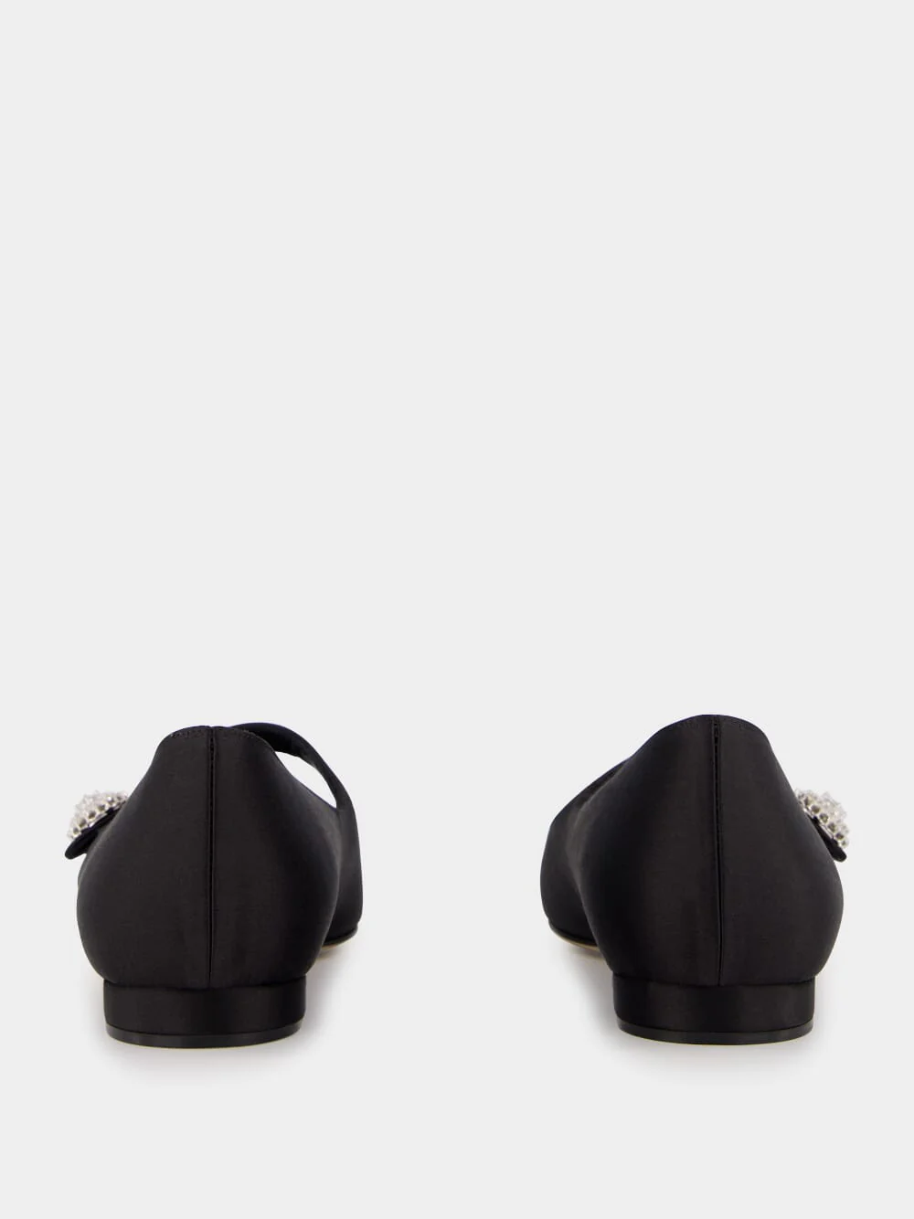 Black Satin Embellished Mary Jane Flats - Image 5