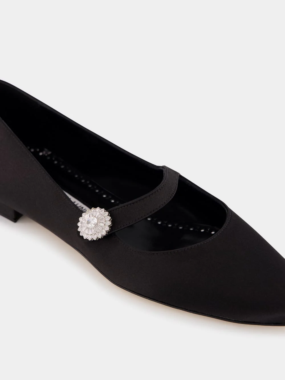 Black Satin Embellished Mary Jane Flats - Image 7