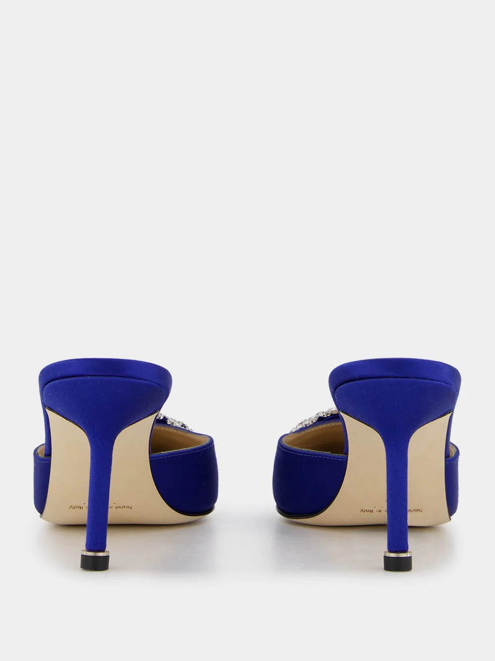 Blue Satin Jewel 70mm Mules - Image 5