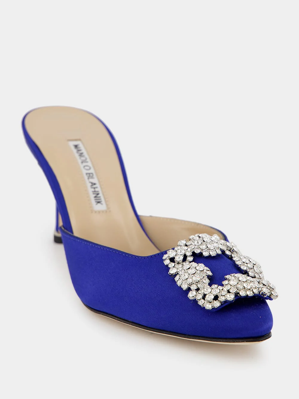 Blue Satin Jewel 70mm Mules - Image 6