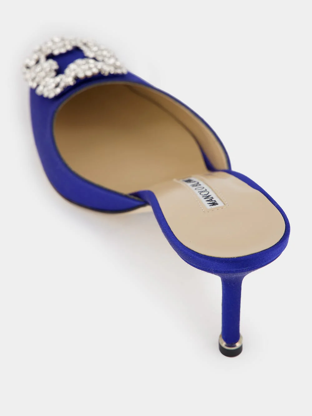 Blue Satin Jewel 70mm Mules - Image 7