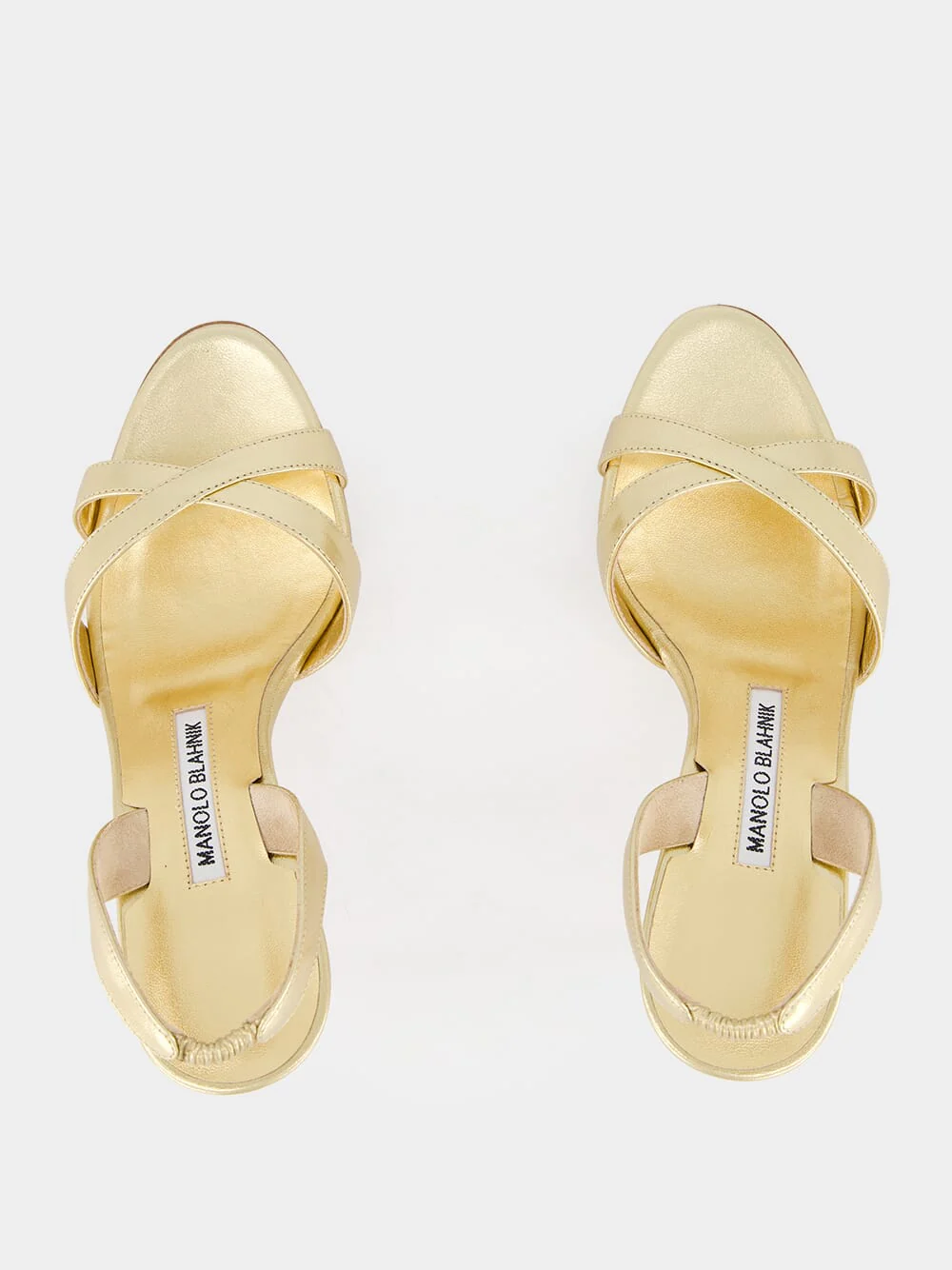 Gold Metallic Leather Slingback 90mm Sandals - Image 4