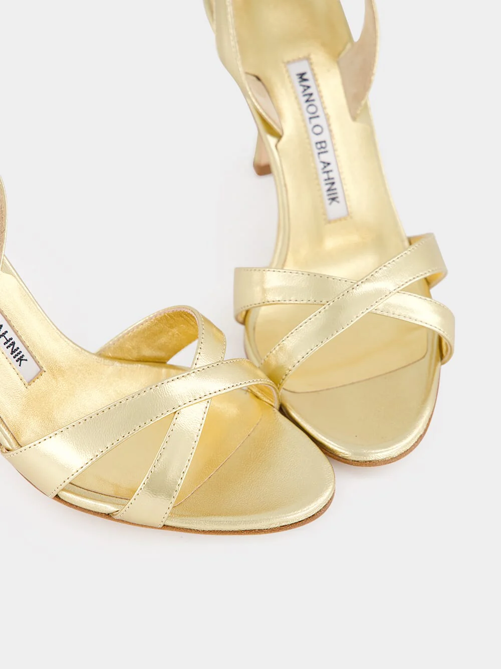 Gold Metallic Leather Slingback 90mm Sandals - Image 6