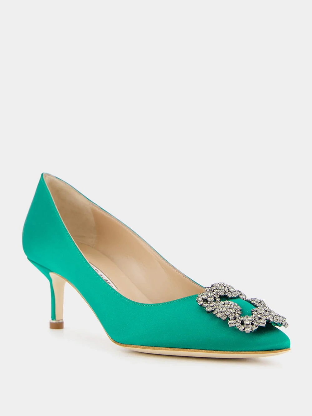 Hangisi Emerald Satin Jewel 50mm Pumps - Image 2