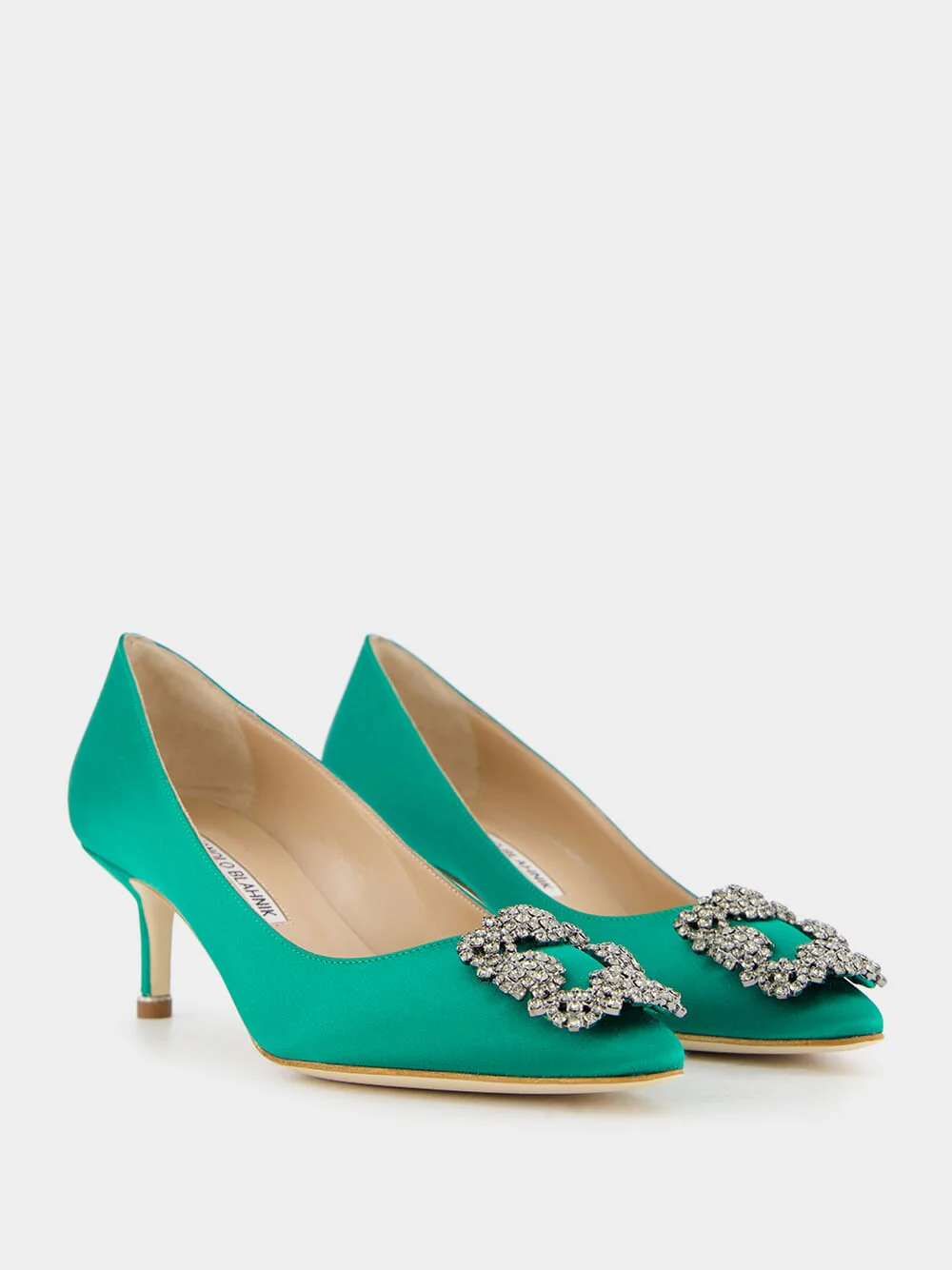 Hangisi Emerald Satin Jewel 50mm Pumps - Image 3