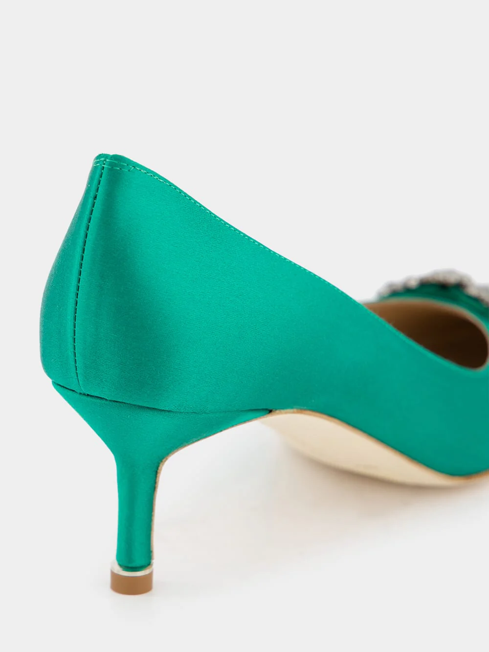 Hangisi Emerald Satin Jewel 50mm Pumps - Image 6