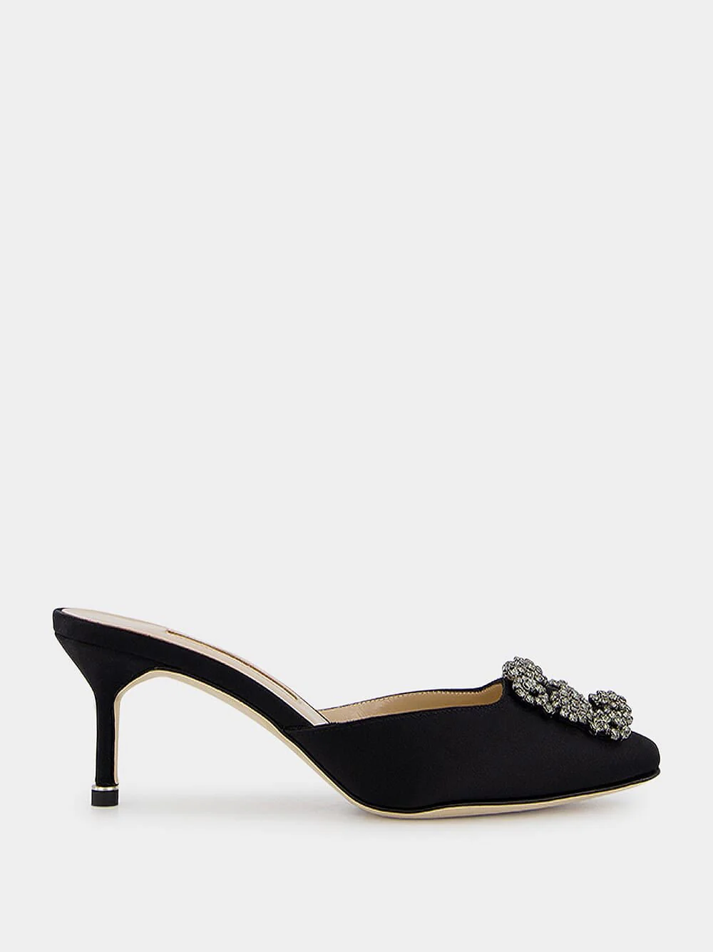 Hangisimu Black Satin Jewel Mules