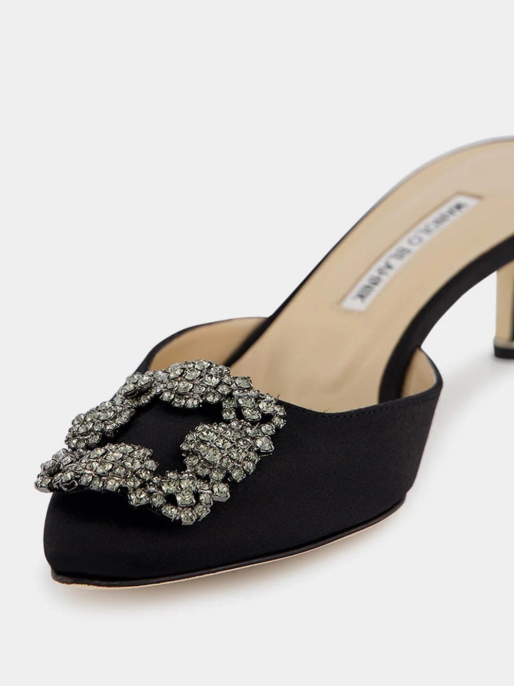 Hangisimu Black Satin Jewel Mules - Image 6