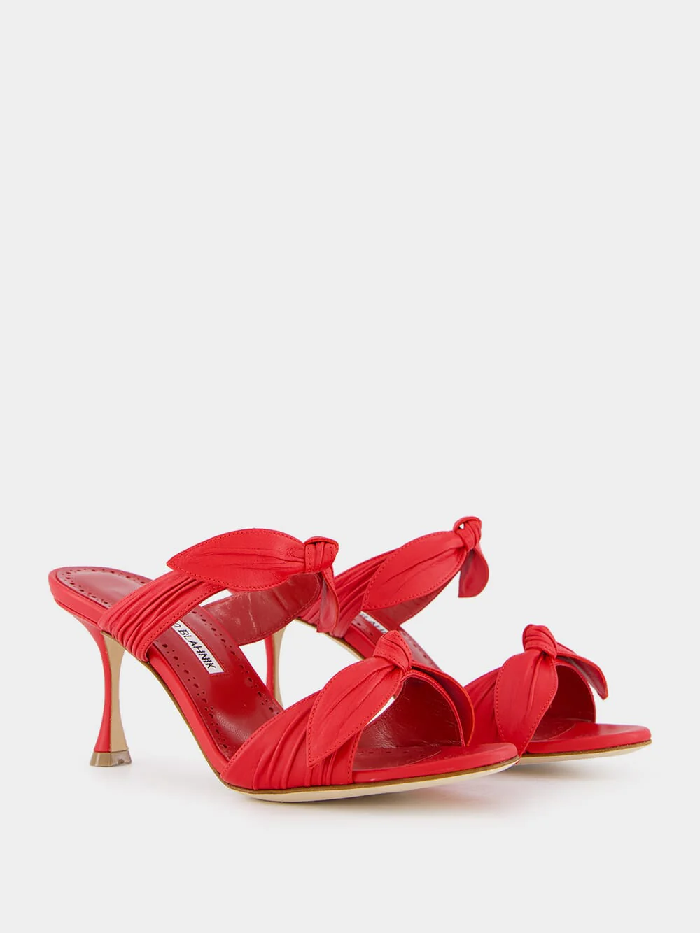 Lollo Red Nappa Leather Bow Detail 70mm Mules - Image 3