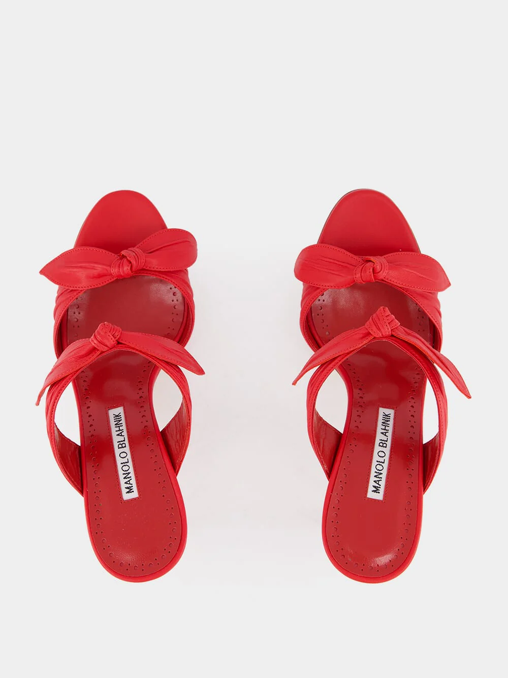 Lollo Red Nappa Leather Bow Detail 70mm Mules - Image 4