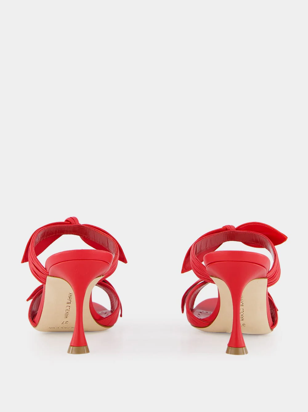 Lollo Red Nappa Leather Bow Detail 70mm Mules - Image 5