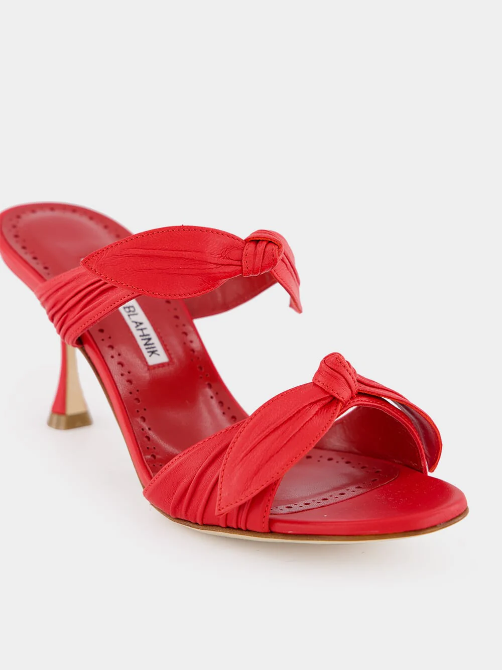 Lollo Red Nappa Leather Bow Detail 70mm Mules - Image 6