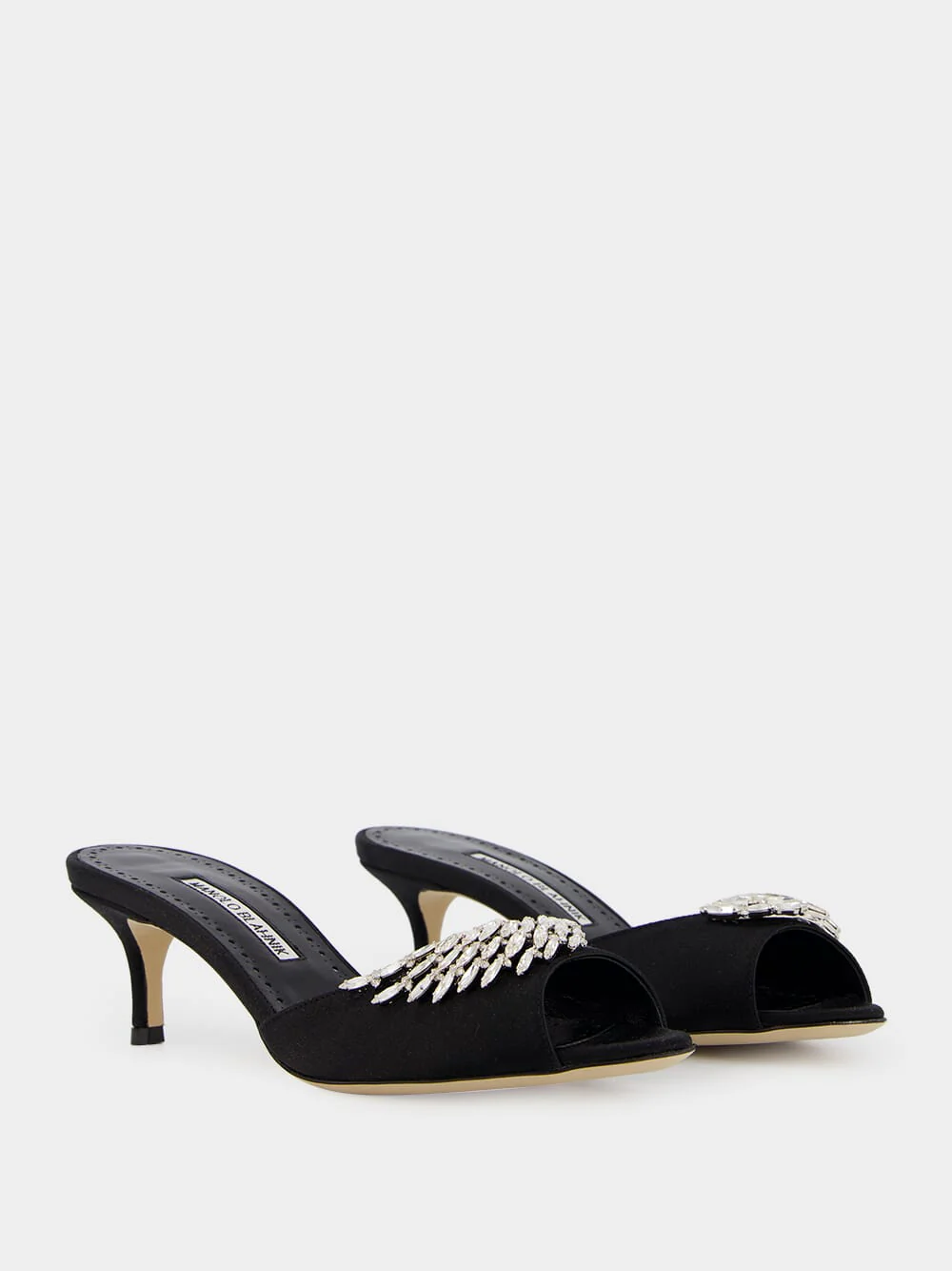 Lumada Black Satin Jewel Mules - Image 3