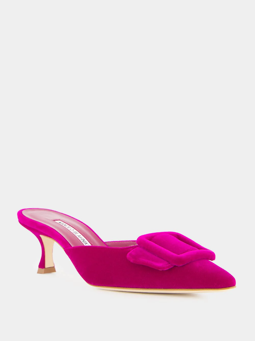 Maysale Purple Velvet Buckle Detail Mules - Image 2