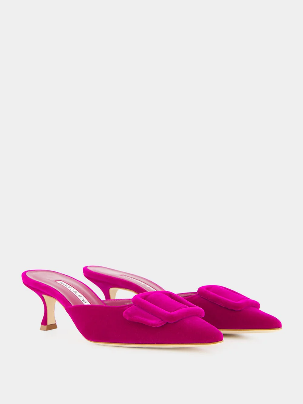 Maysale Purple Velvet Buckle Detail Mules - Image 3