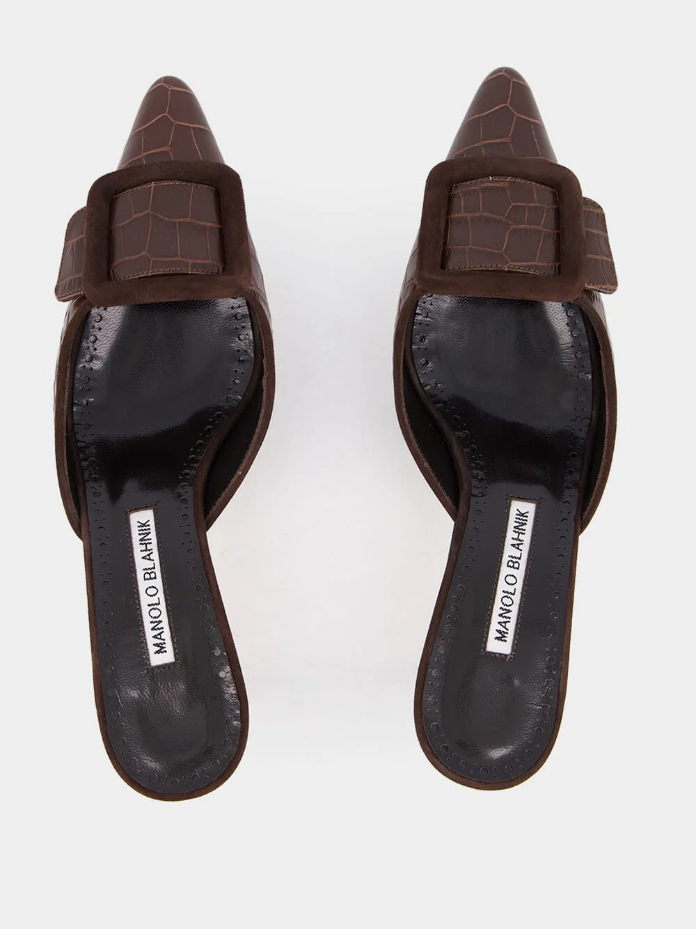 Maysalebi Brown Calf Leather Buckle Detail Mules - Image 4