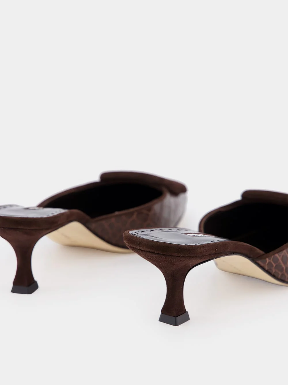 Maysalebi Brown Calf Leather Buckle Detail Mules - Image 6