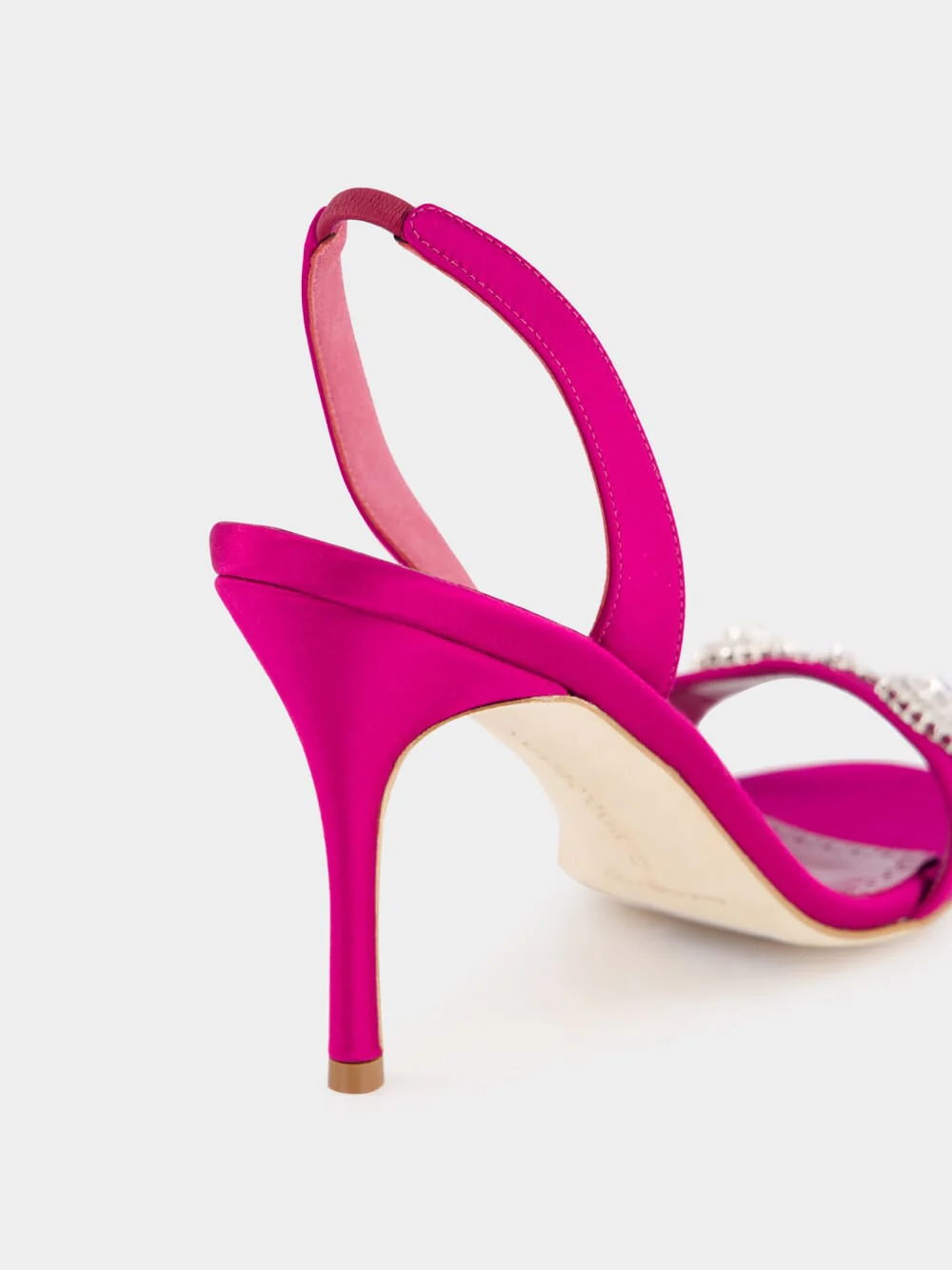 Pink Satin Embellished Slingback Sandals - Image 6
