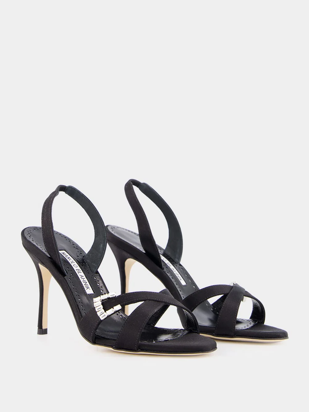 Ramisli Black Satin Slingback Sandals - Image 3