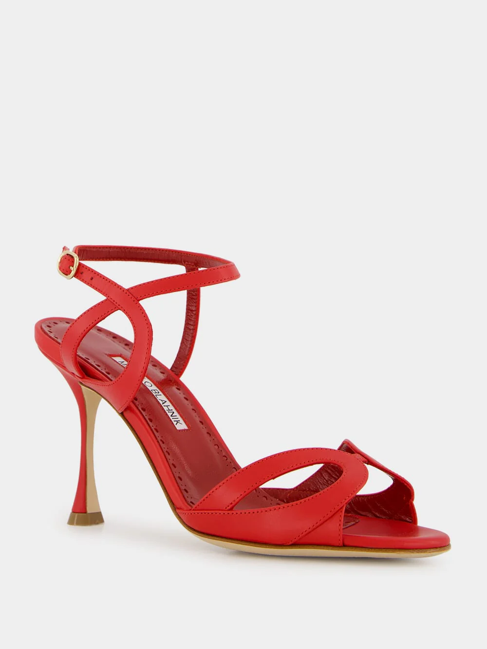 Red Calf Leather Ankle Strap Sandals - Image 2
