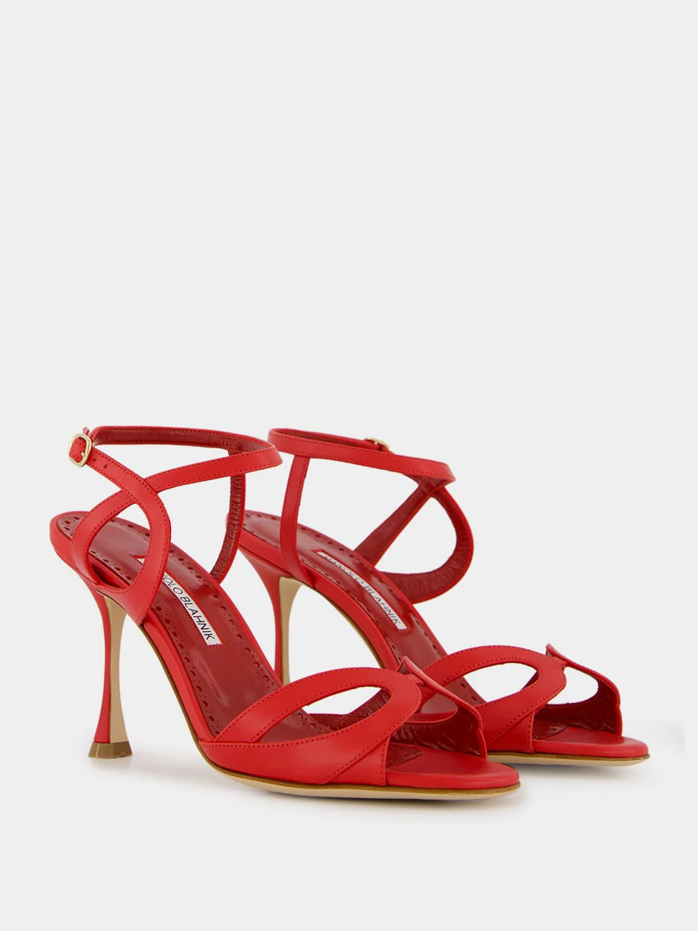 Red Calf Leather Ankle Strap Sandals - Image 3