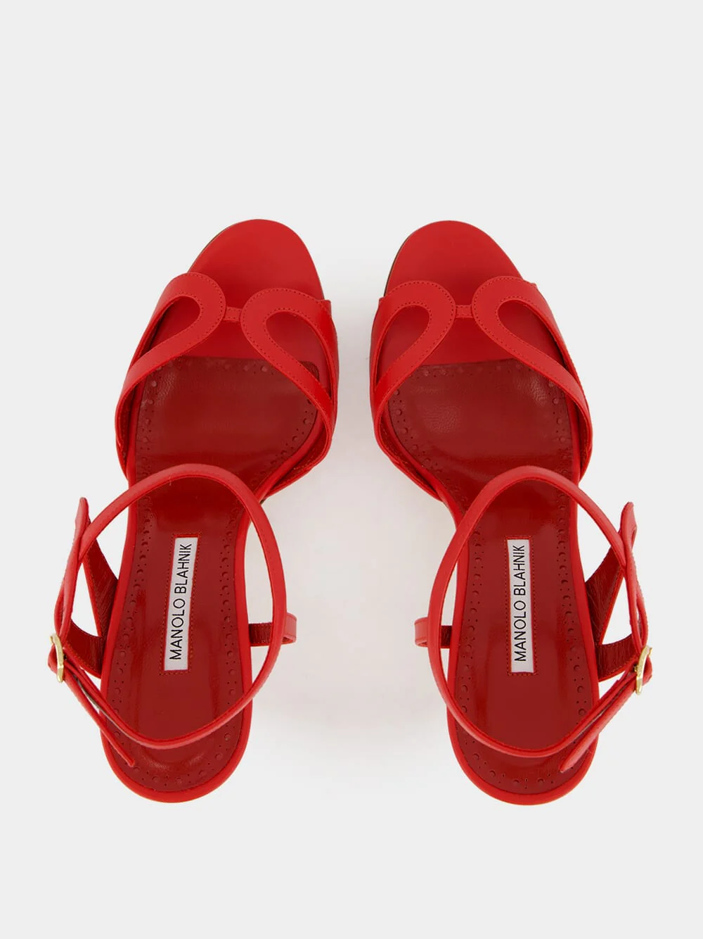 Red Calf Leather Ankle Strap Sandals - Image 4