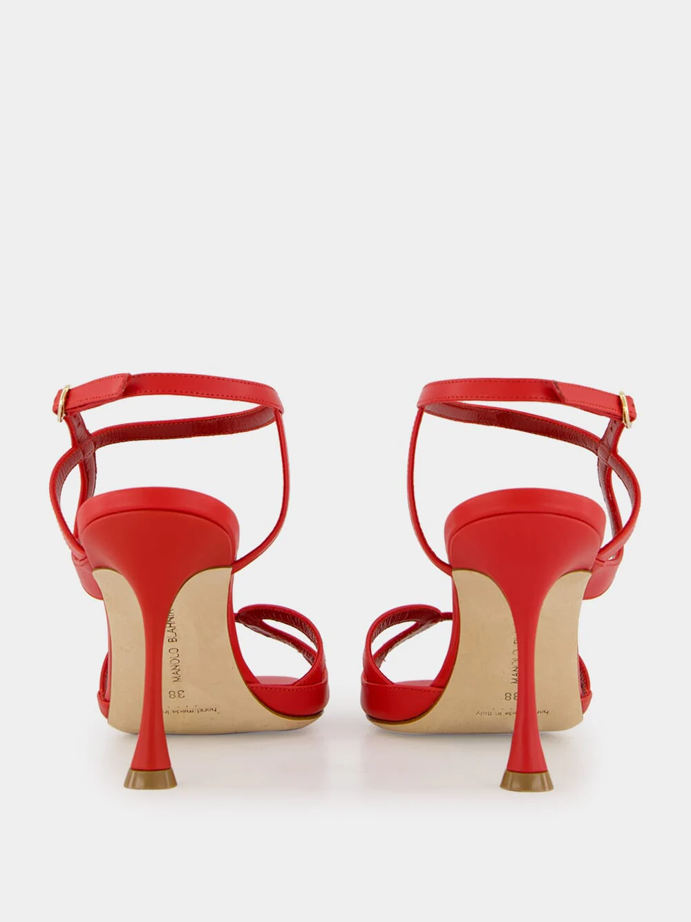 Red Calf Leather Ankle Strap Sandals - Image 5