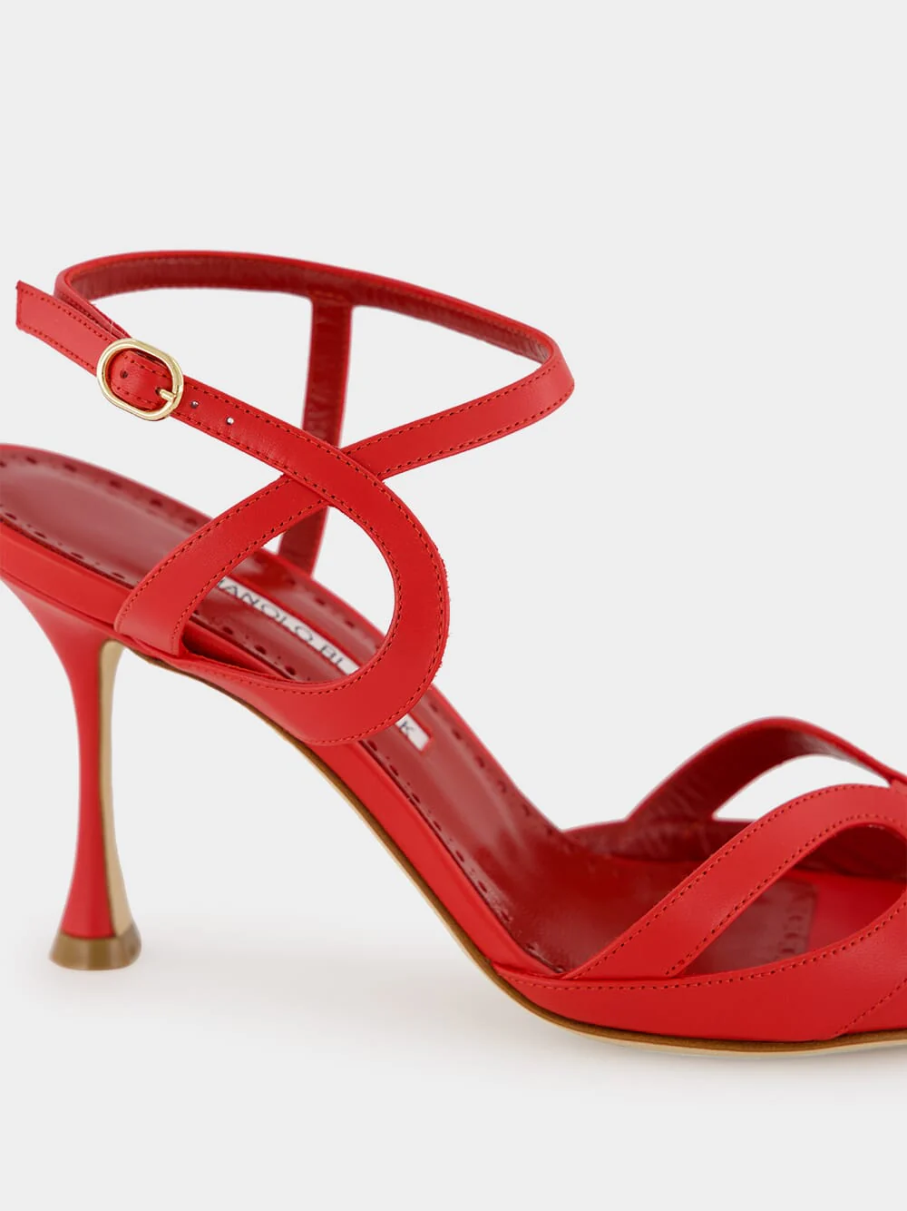 Red Calf Leather Ankle Strap Sandals - Image 6