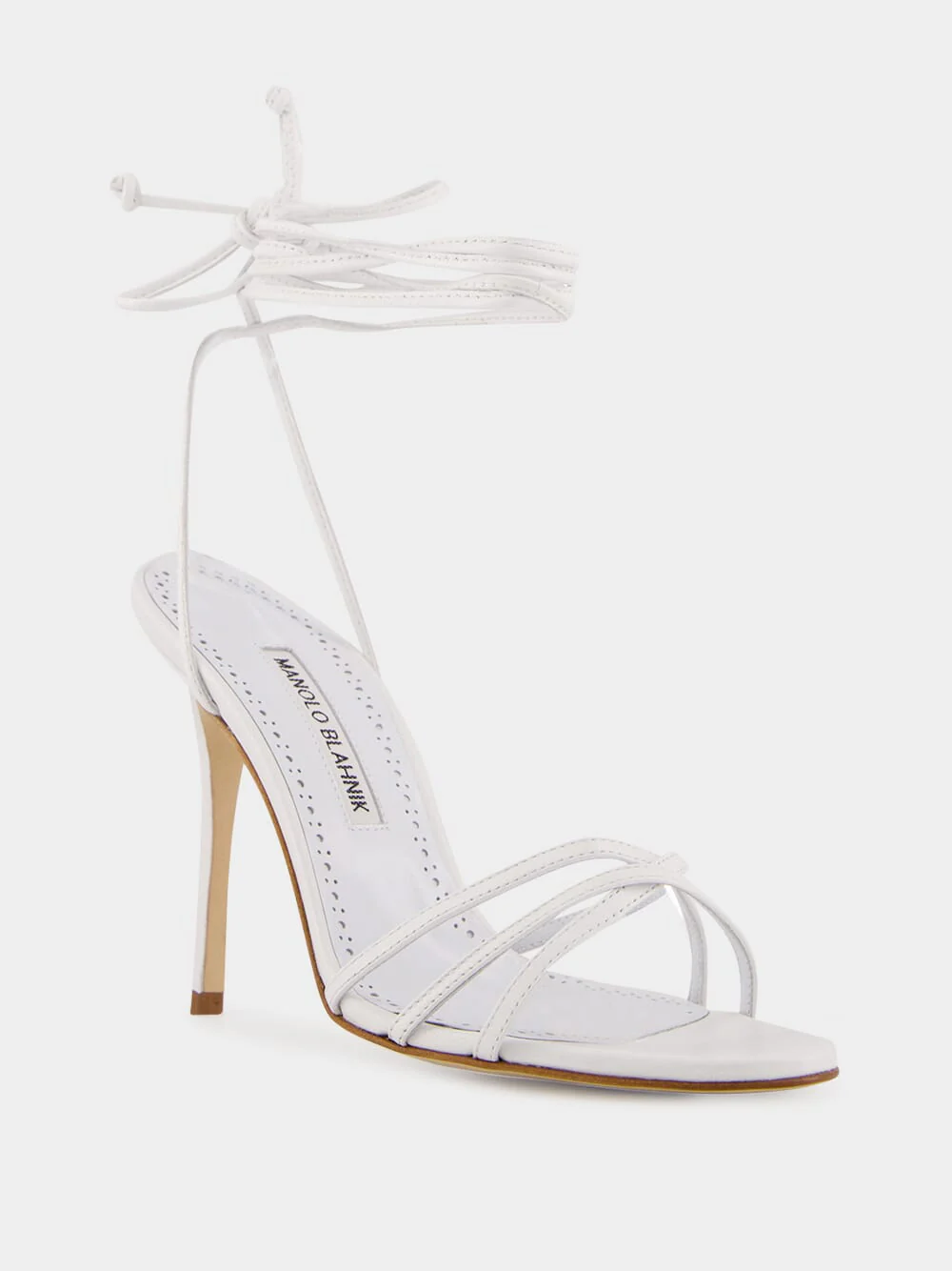 White Ankle-Tie Nappa Leather Sandals - Image 2