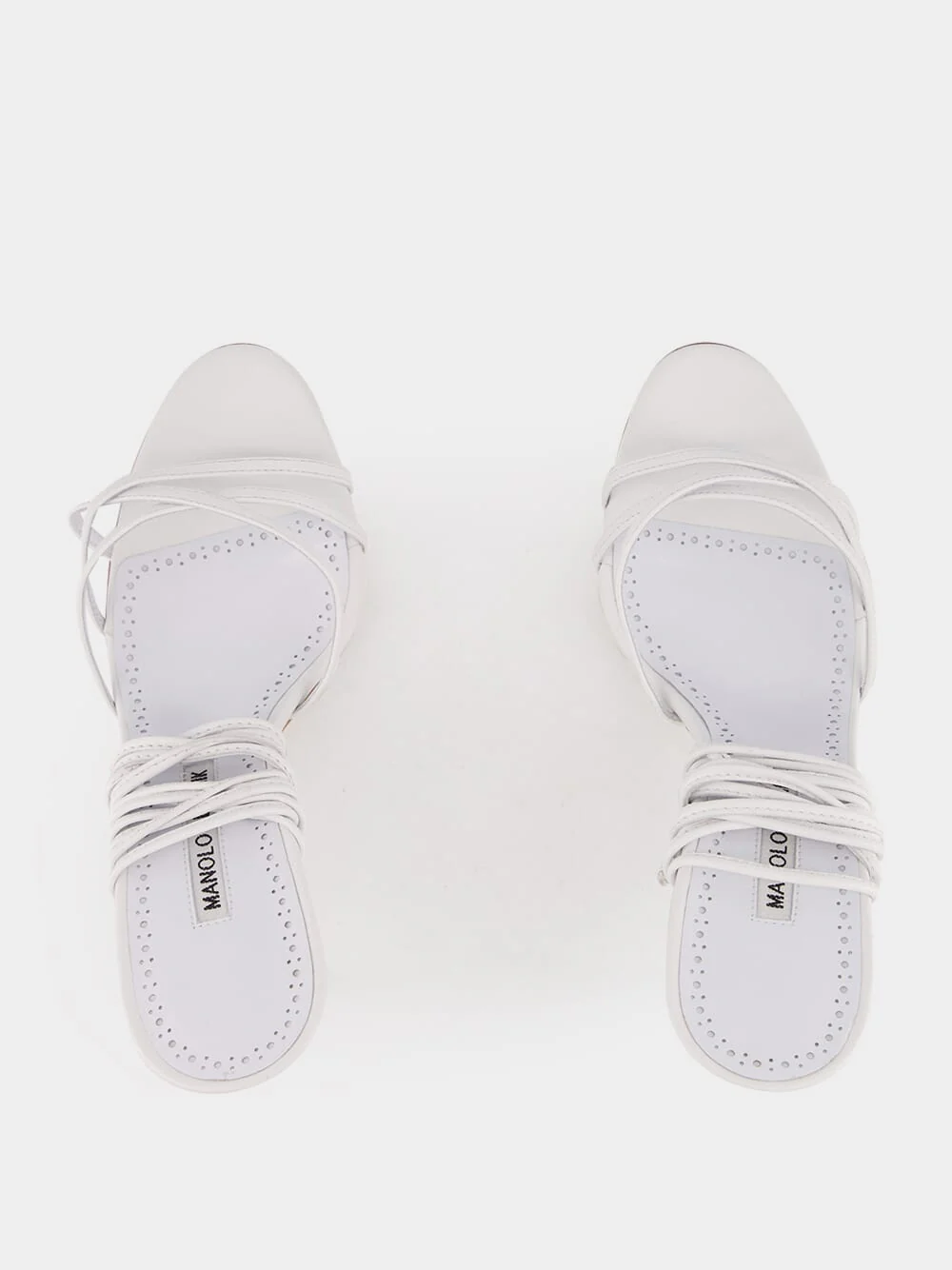 White Ankle-Tie Nappa Leather Sandals - Image 3