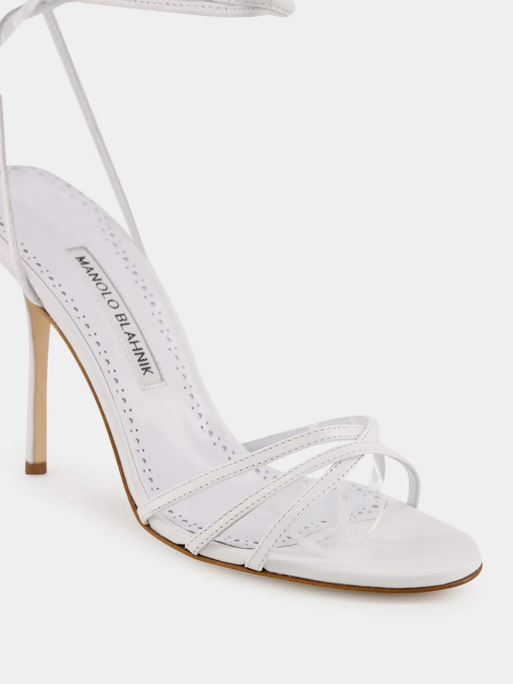 White Ankle-Tie Nappa Leather Sandals - Image 5