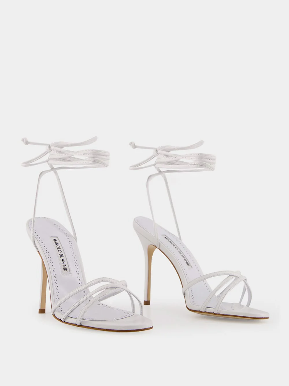 White Ankle-Tie Nappa Leather Sandals - Image 6