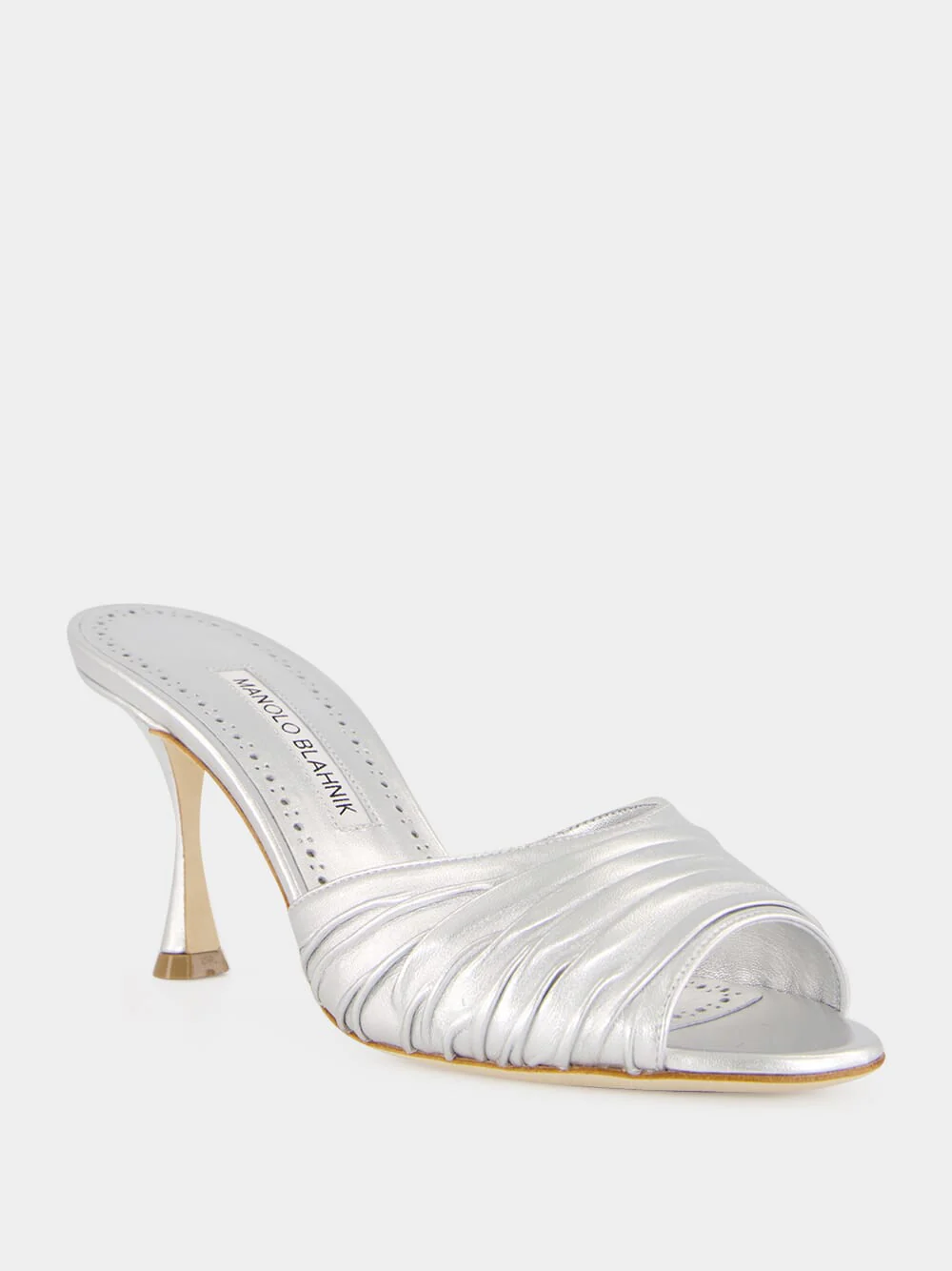 Silver Pirua 70 Nappa Heeled Mules - Image 2