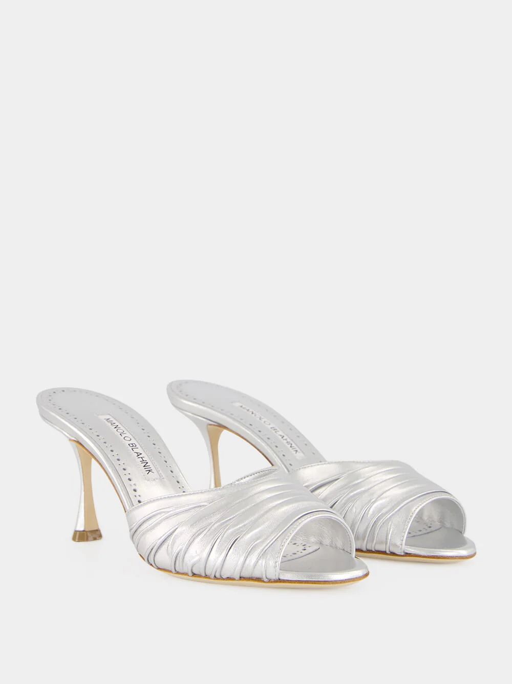 Silver Pirua 70 Nappa Heeled Mules - Image 3