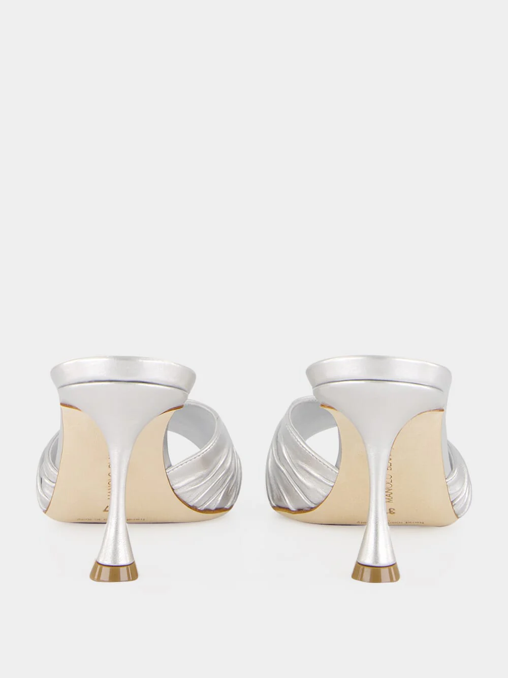 Silver Pirua 70 Nappa Heeled Mules - Image 5