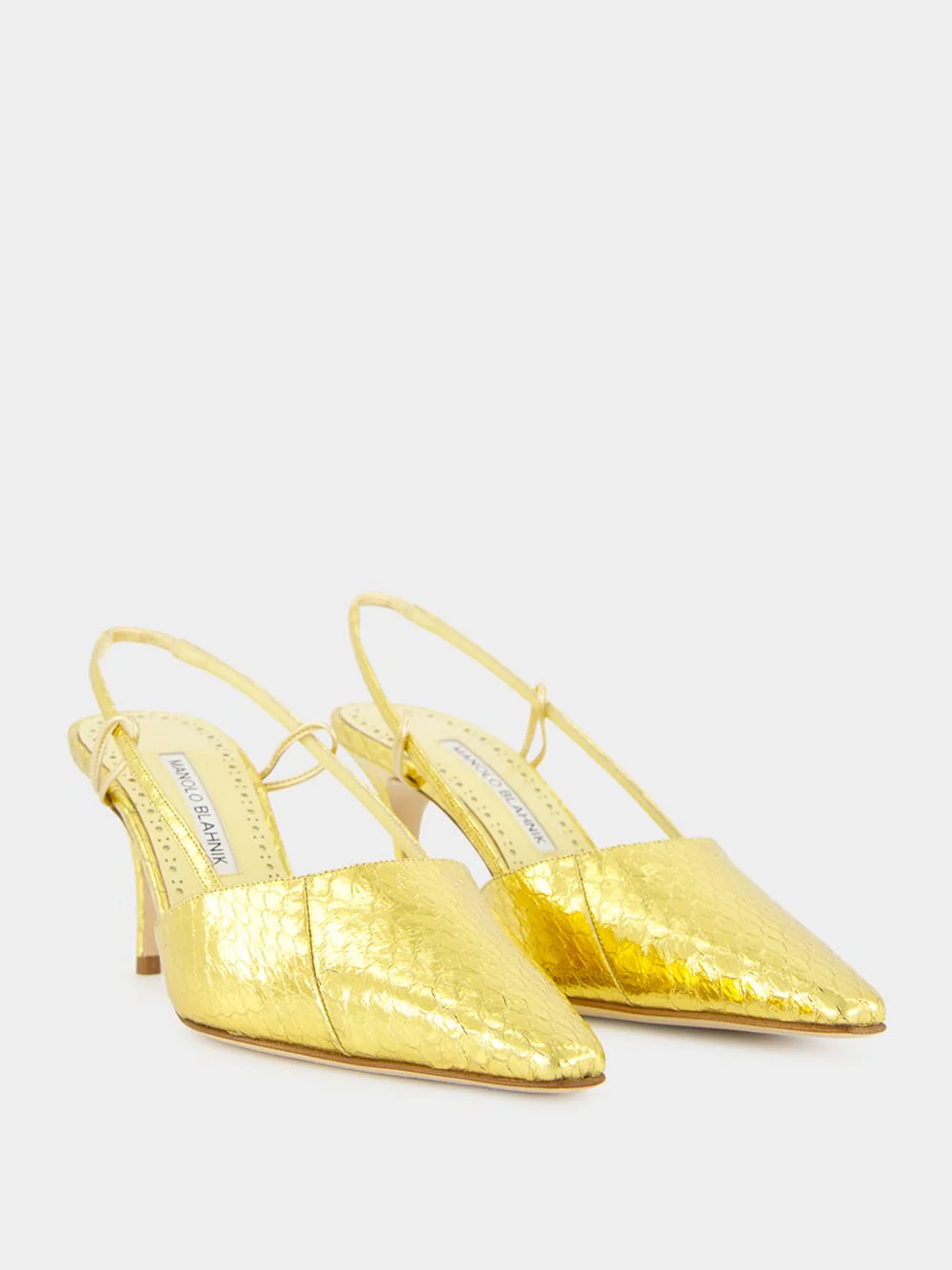 Touki Gold Elaphe Leather Slingback Pumps - Image 3