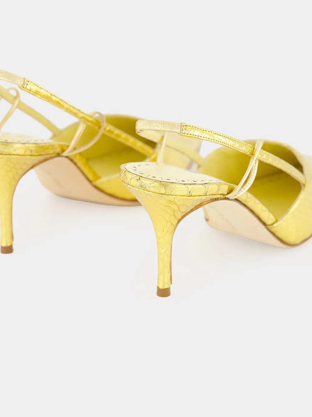 Touki Gold Elaphe Leather Slingback Pumps - Image 6