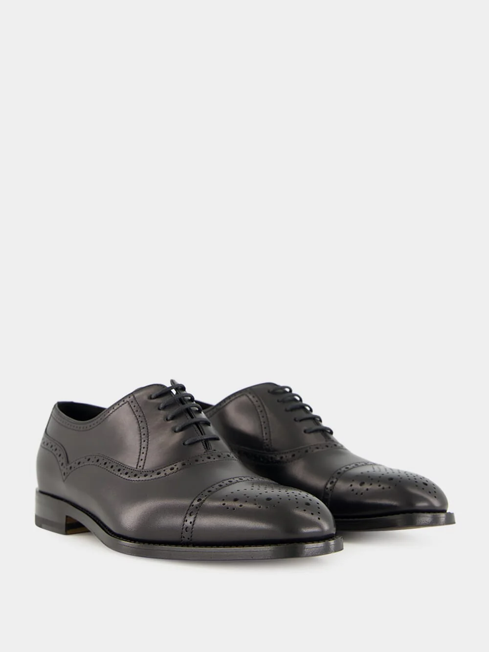Witney Black Leather Brogue Oxfords - Image 3
