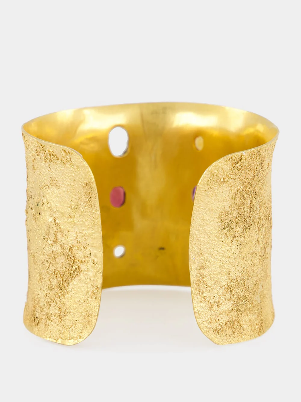 Gold Cuff Bracelet with Amethyst and Citrine - Image 2