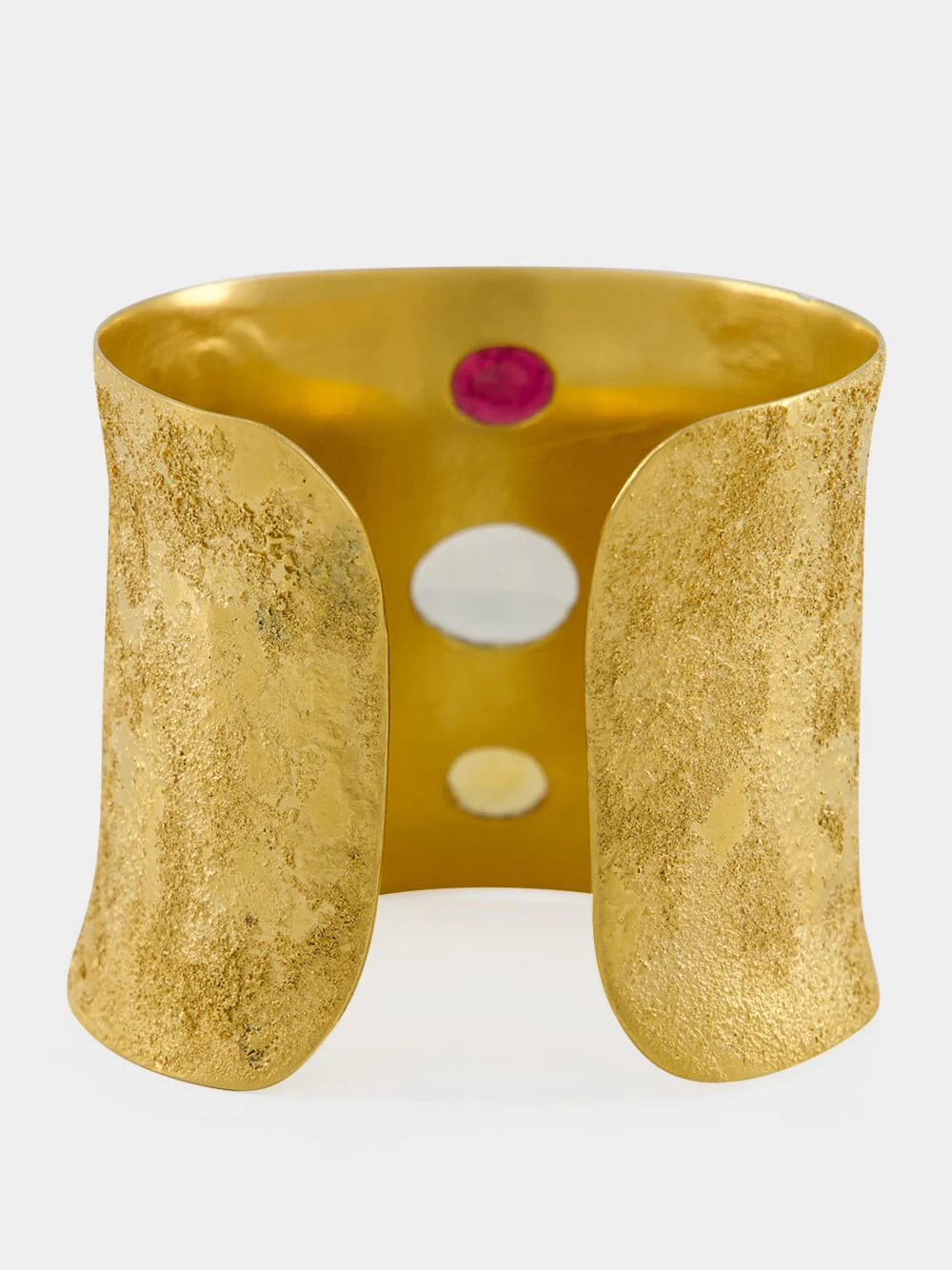 Gold Cuff Bracelet with Rubellite and Amethyst - Image 2