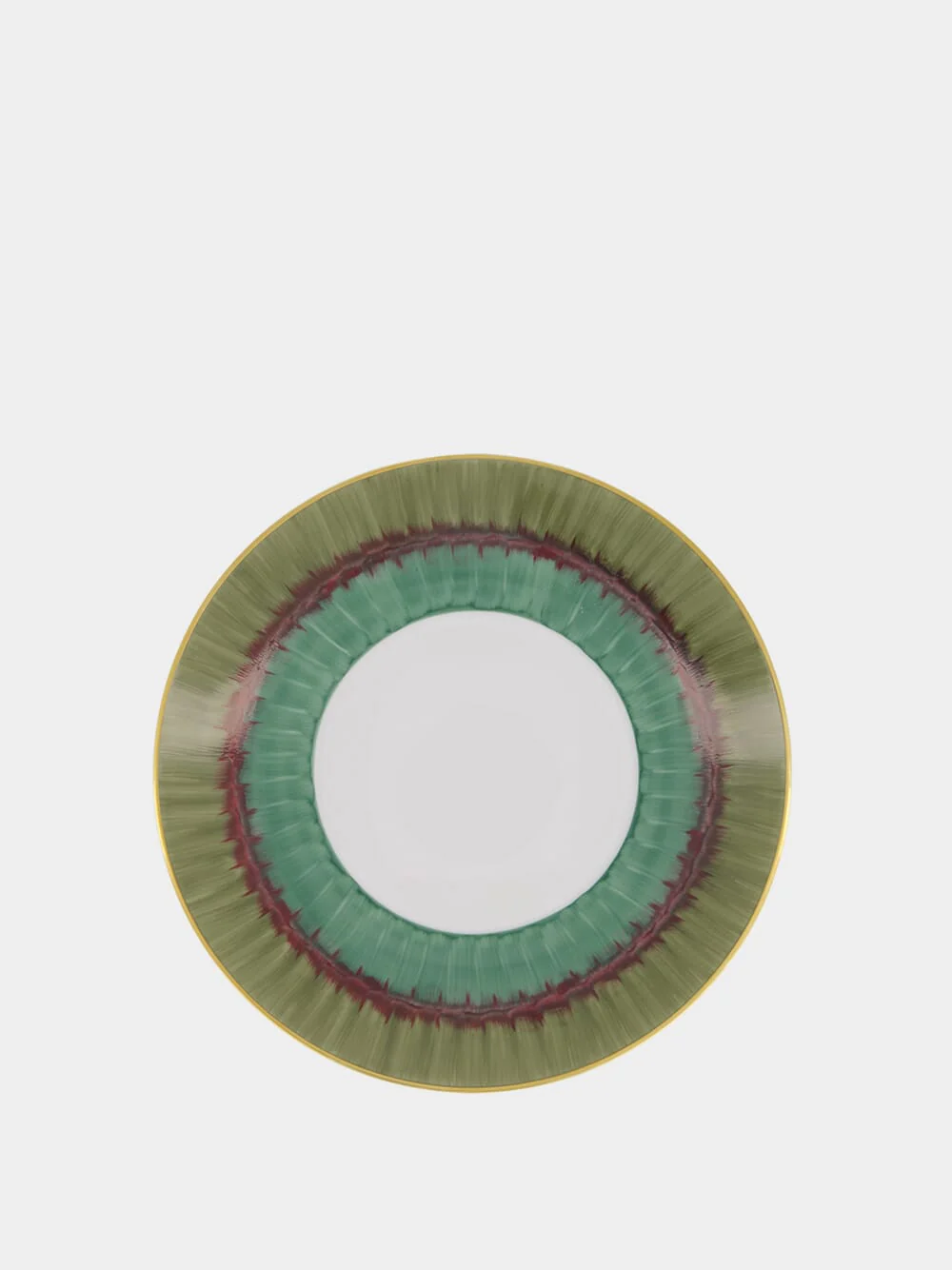 Coupe Aloe Salad/Dessert Plate in Snake Green and Burgundy