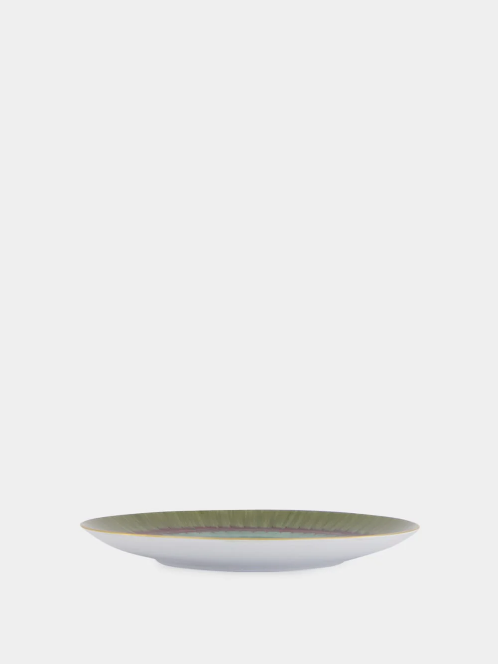 Coupe Aloe Salad/Dessert Plate in Snake Green and Burgundy - Image 3