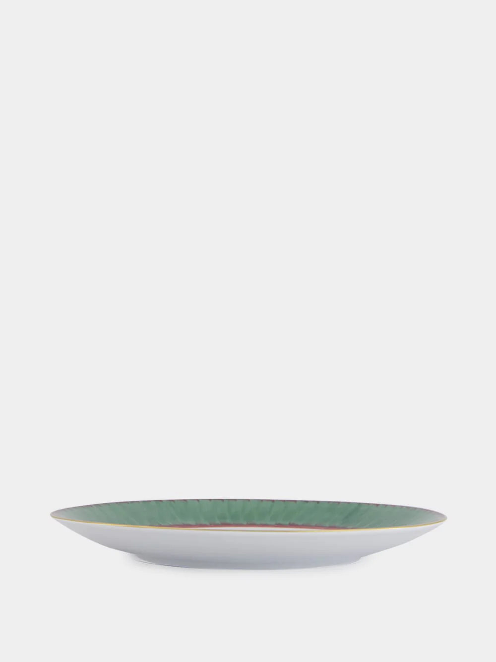 Dinner Plate Coupe Ruban in Green Gray and Deep Wine - Image 3