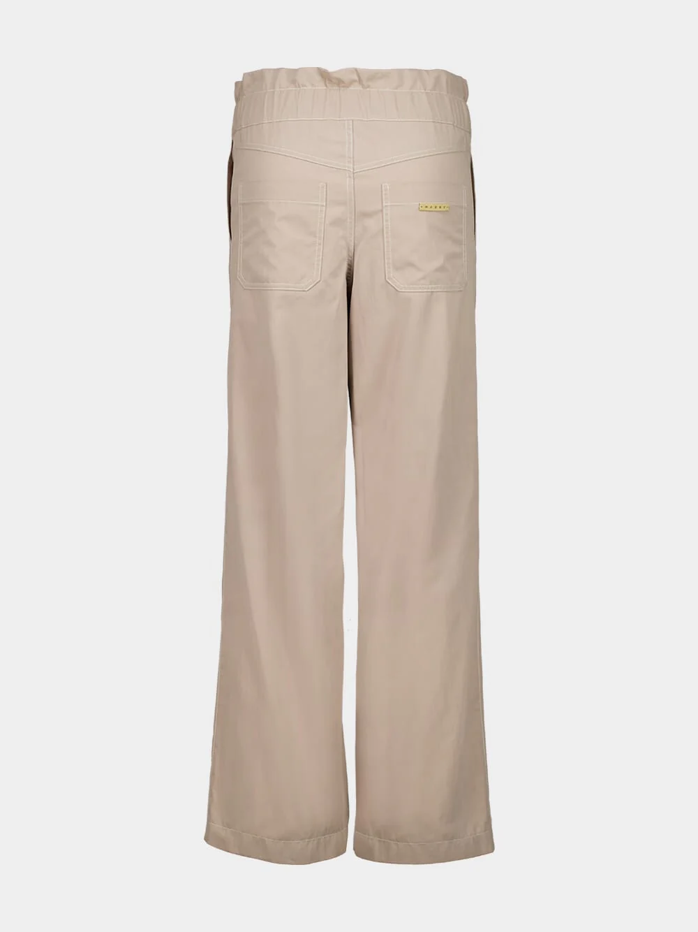 Beige Cotton Nylon Paperbag Trousers - Image 4