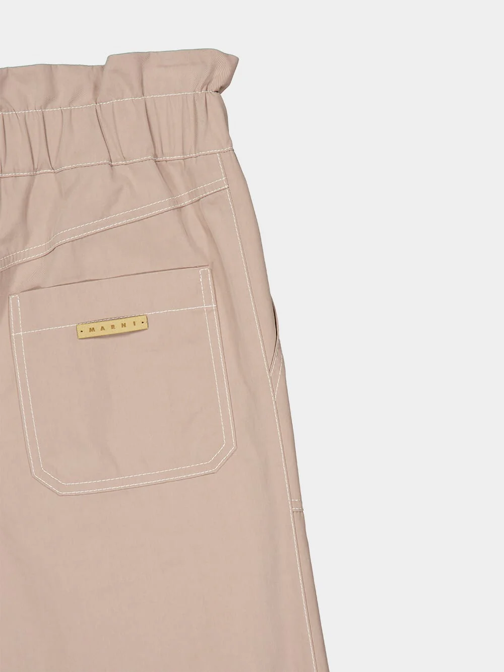 Beige Cotton Nylon Paperbag Trousers - Image 6