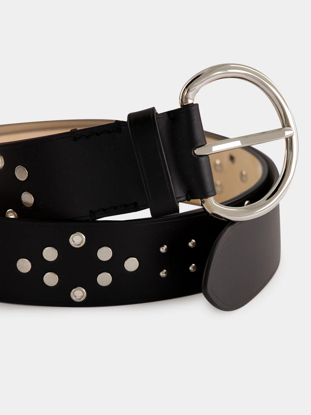 Black Studded Leather Belt - Image 4