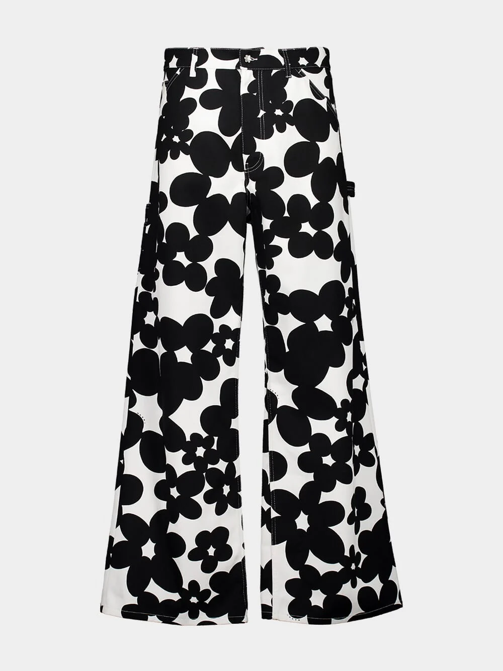 Black and White Dillies Print Cotton Cargo Pants